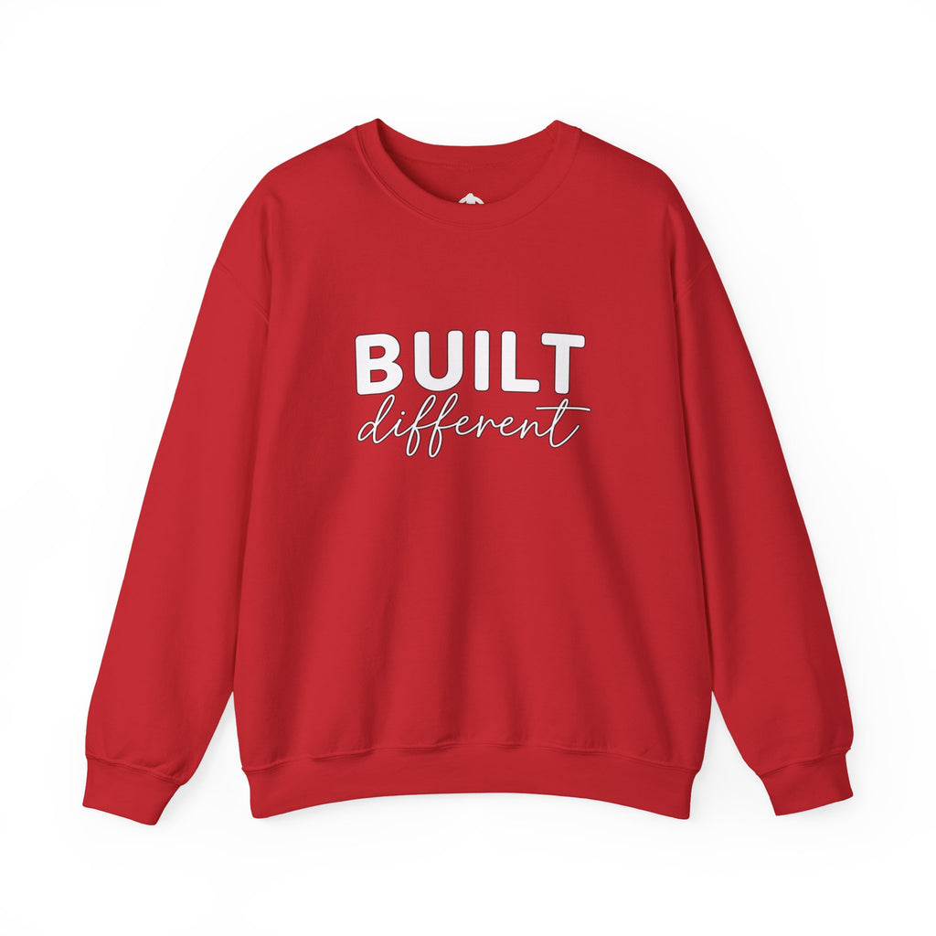 Built Different Crewneck Sweatshirt — Front & Back White Logo