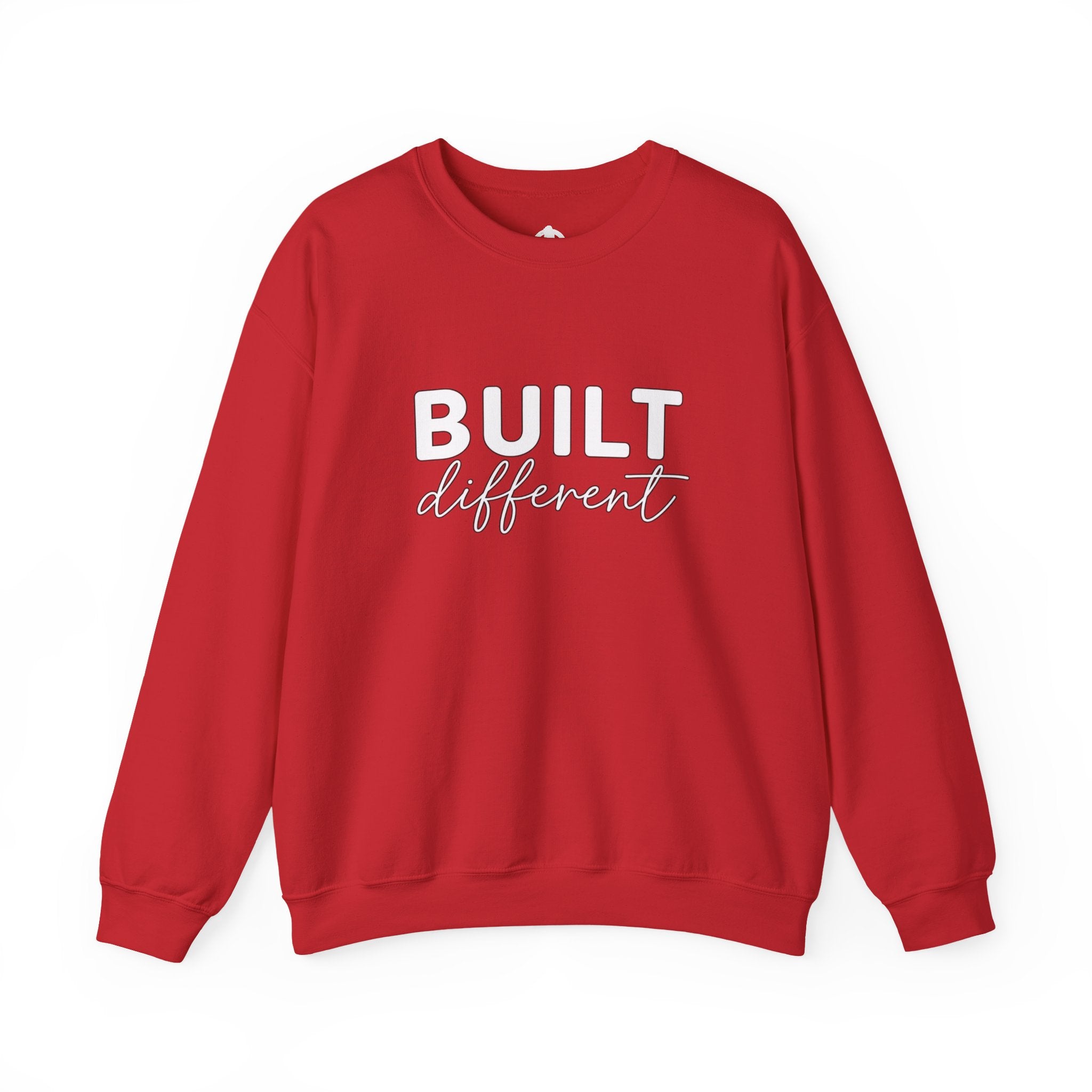 Built Different Crewneck Sweatshirt — Front & Back White Logo
