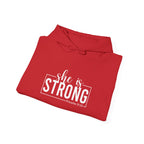 She is STRONG - Unisex Heavy Blend Hooded Sweatshirt - White Logo
