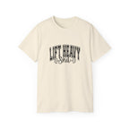 Lift Heavy Shit - Unisex Ultra Cotton Tee - Front Black Logo - Plain Back