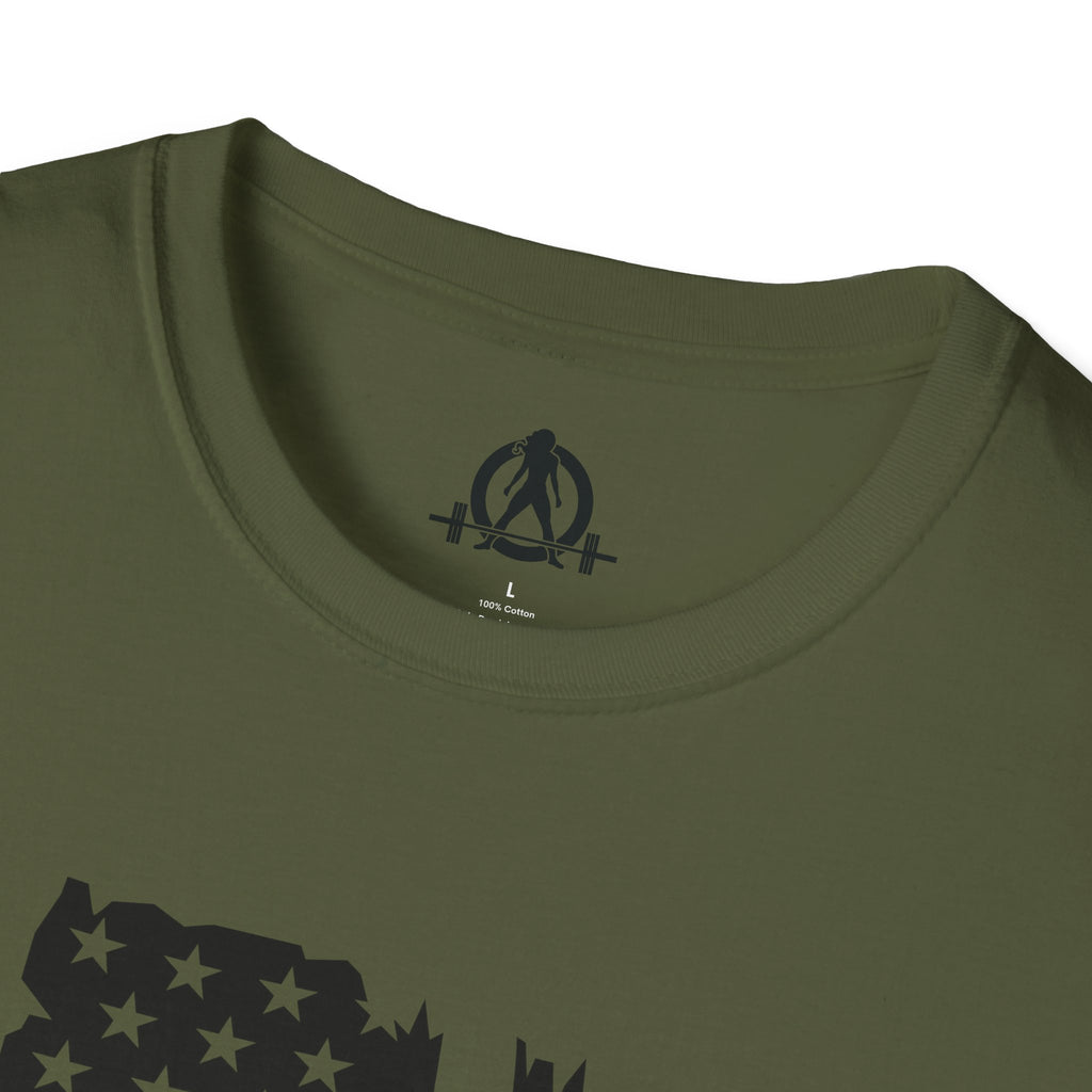 USA Barbell  - Unisex Softstyle T-Shirt - Black Logo - Plain Back