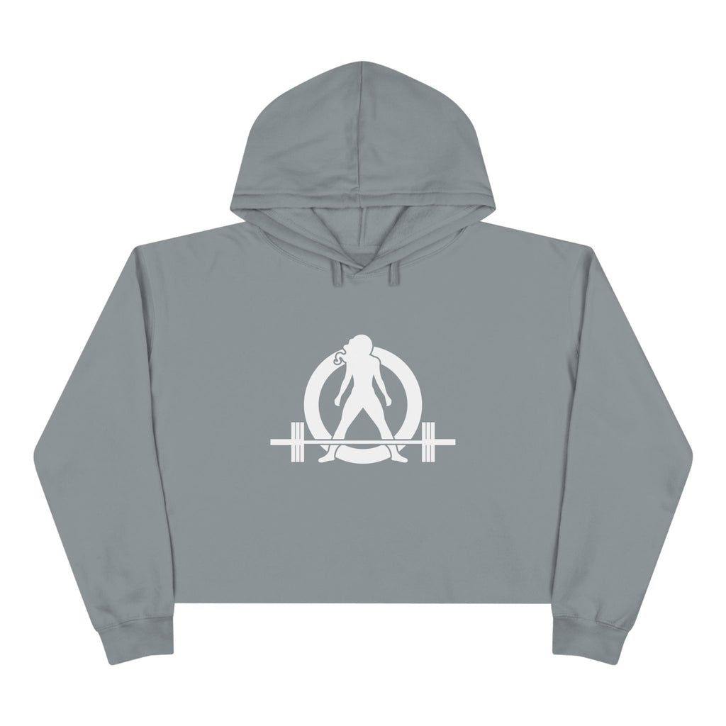 Empowered Crop Hoodie – For Strong Women Who Lift - White Classic Logo
