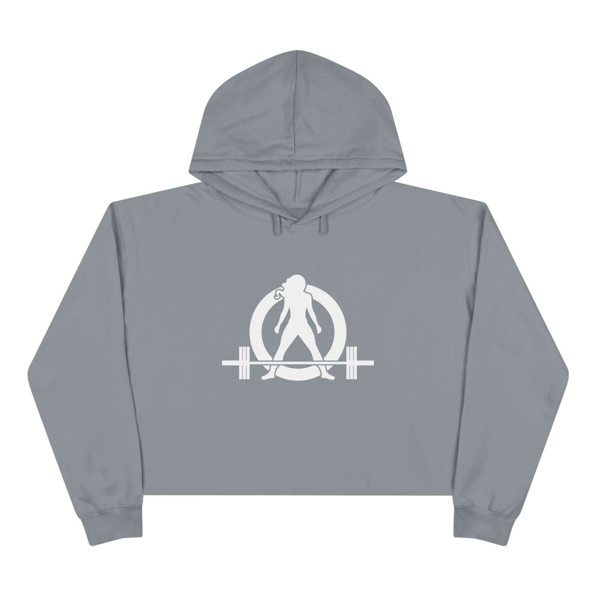 Empowered Crop Hoodie – For Strong Women Who Lift - White Classic Logo