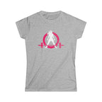 Women's Softstyle Tee - Distressed Inverted Color Logo Front - Plain Back