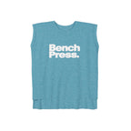 Bench. Press. Women’s Muscle Tee — Flowy Rolled Cuff Gym Top