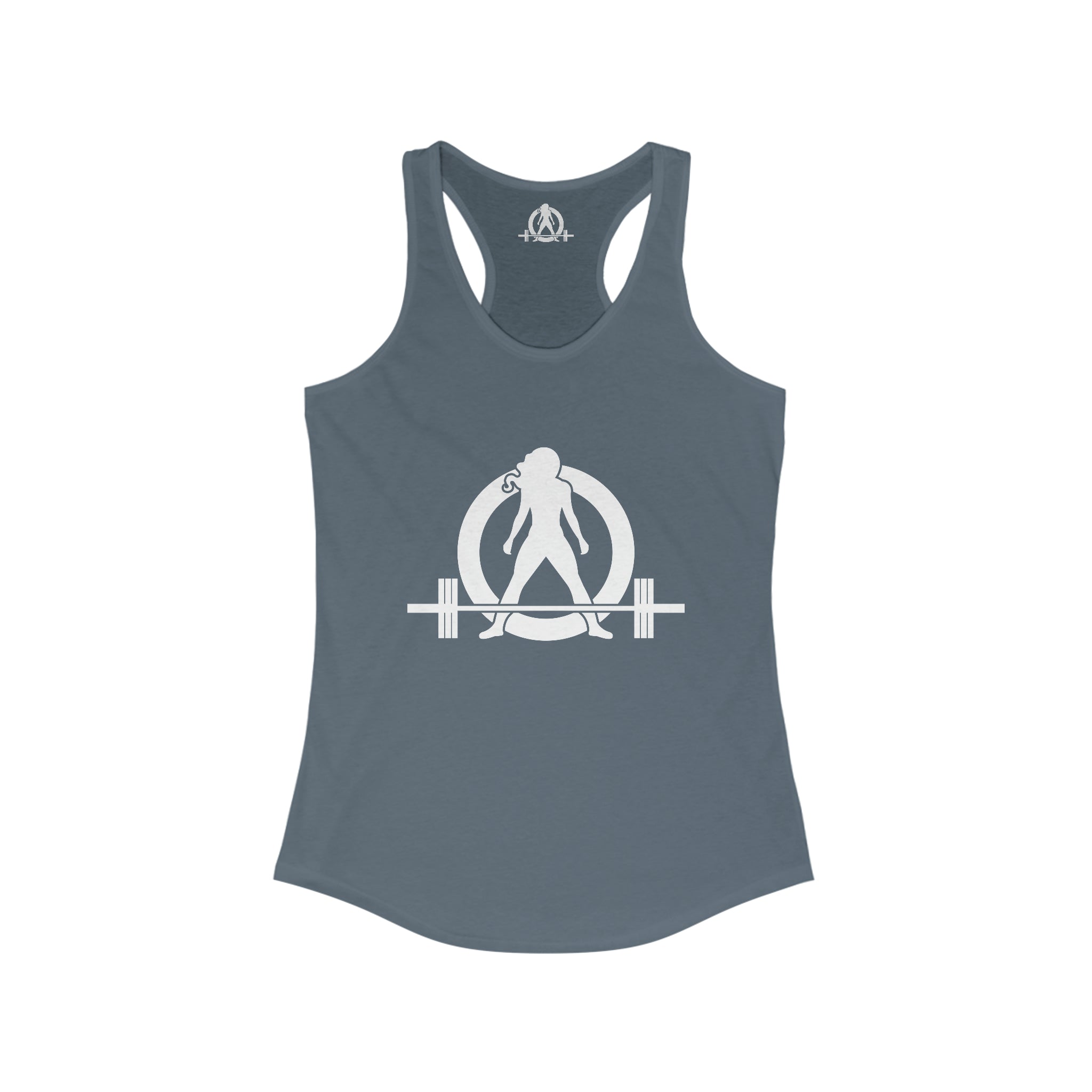Iron Sharpens Iron - Women's Ideal Racerback Tank - White Font - Print on Front & Back
