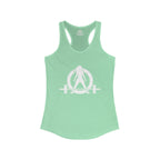 Iron Sharpens Iron - Women's Ideal Racerback Tank - White Font - Print on Front & Back