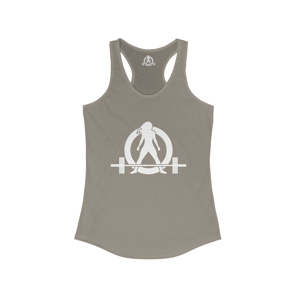 Iron Sharpens Iron - Women's Ideal Racerback Tank - White Font - Print on Front & Back