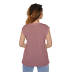 Bench. Press. Women’s Muscle Tee — Flowy Rolled Cuff Gym Top