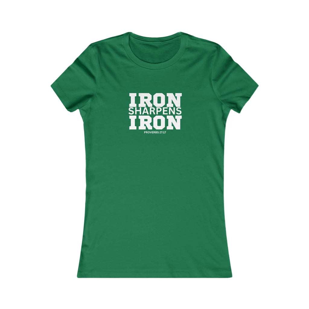 Iron Sharpens Iron - Women's Favorite Tee - White Logo - Plain Back