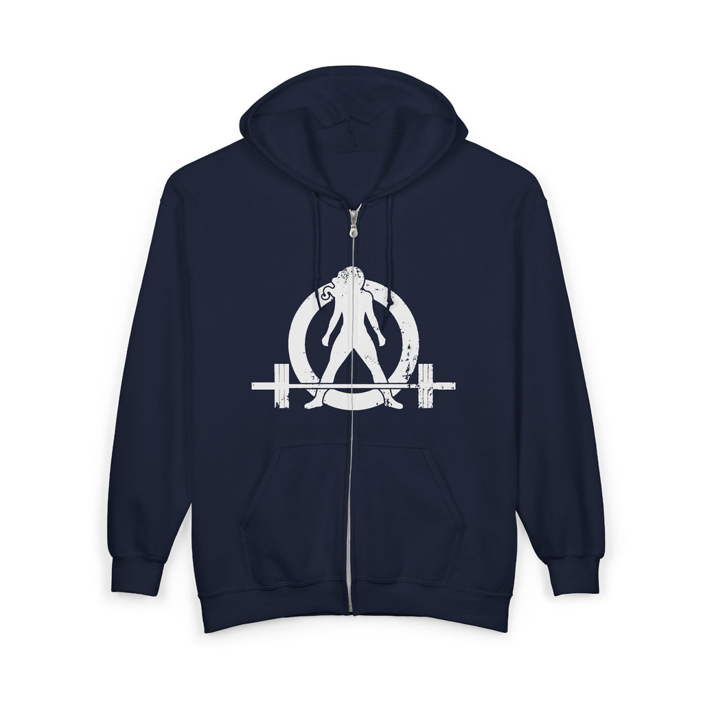 Unisex Heavy Blend™ Full Zip Hooded Sweatshirt – Distressed White Logo 🤍⚡