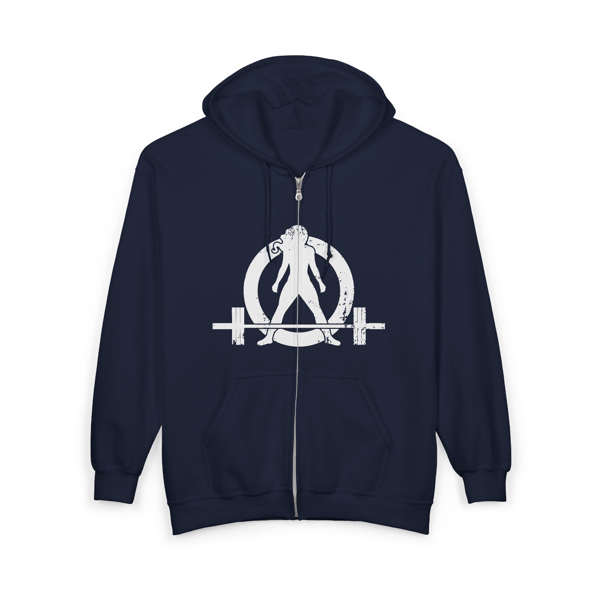 Unisex Heavy Blend™ Full Zip Hooded Sweatshirt – Distressed White Logo 🤍⚡
