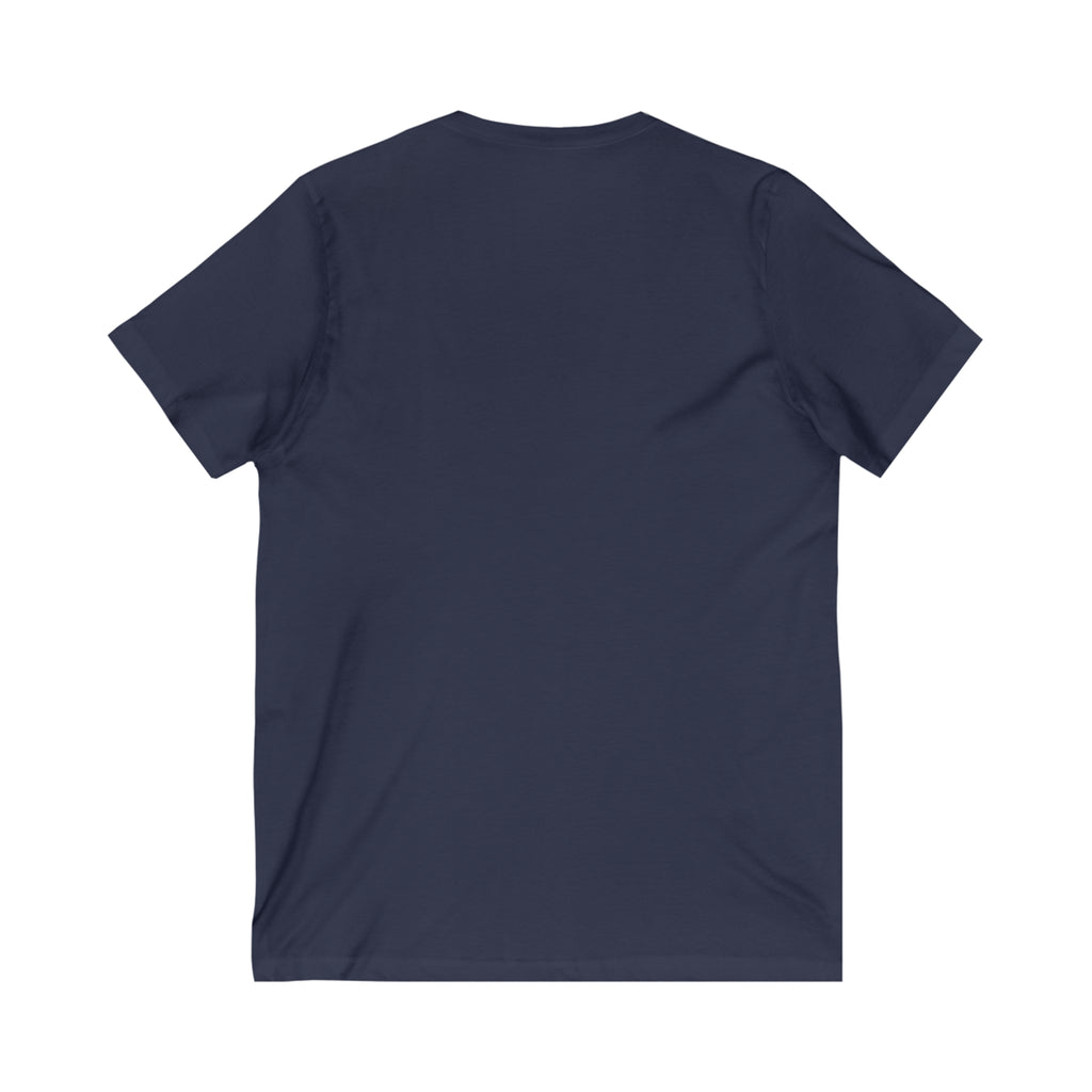 Lift Heavy Shit - Unisex Jersey Short Sleeve V-Neck Tee - Black Logo Plain Back