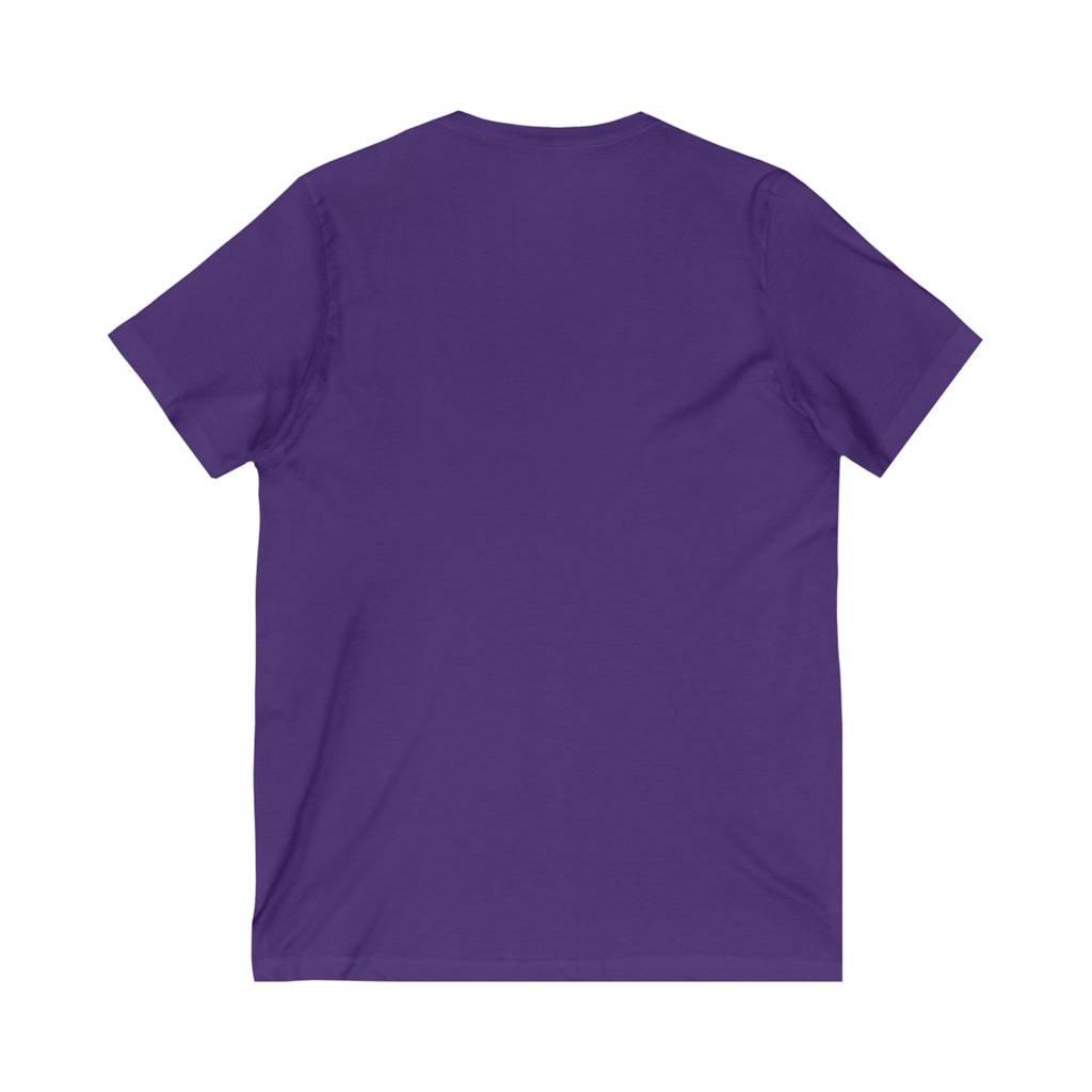 Lift Heavy Shit - Unisex Jersey Short Sleeve V-Neck Tee - Black Logo Plain Back