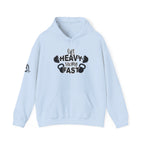 Lift Heavy Swing Fast - Unisex Heavy Blend Hooded Sweatshirt - Black Logo - Right Shoulder - Plain Back
