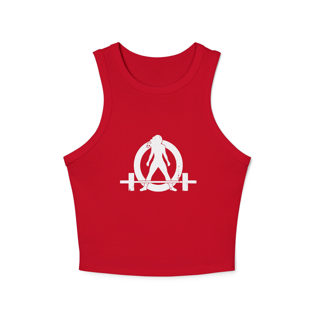 Women's Micro Rib Racer Tank Top - White Classic Logo