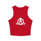 Women's Micro Rib Racer Tank Top - White Classic Logo