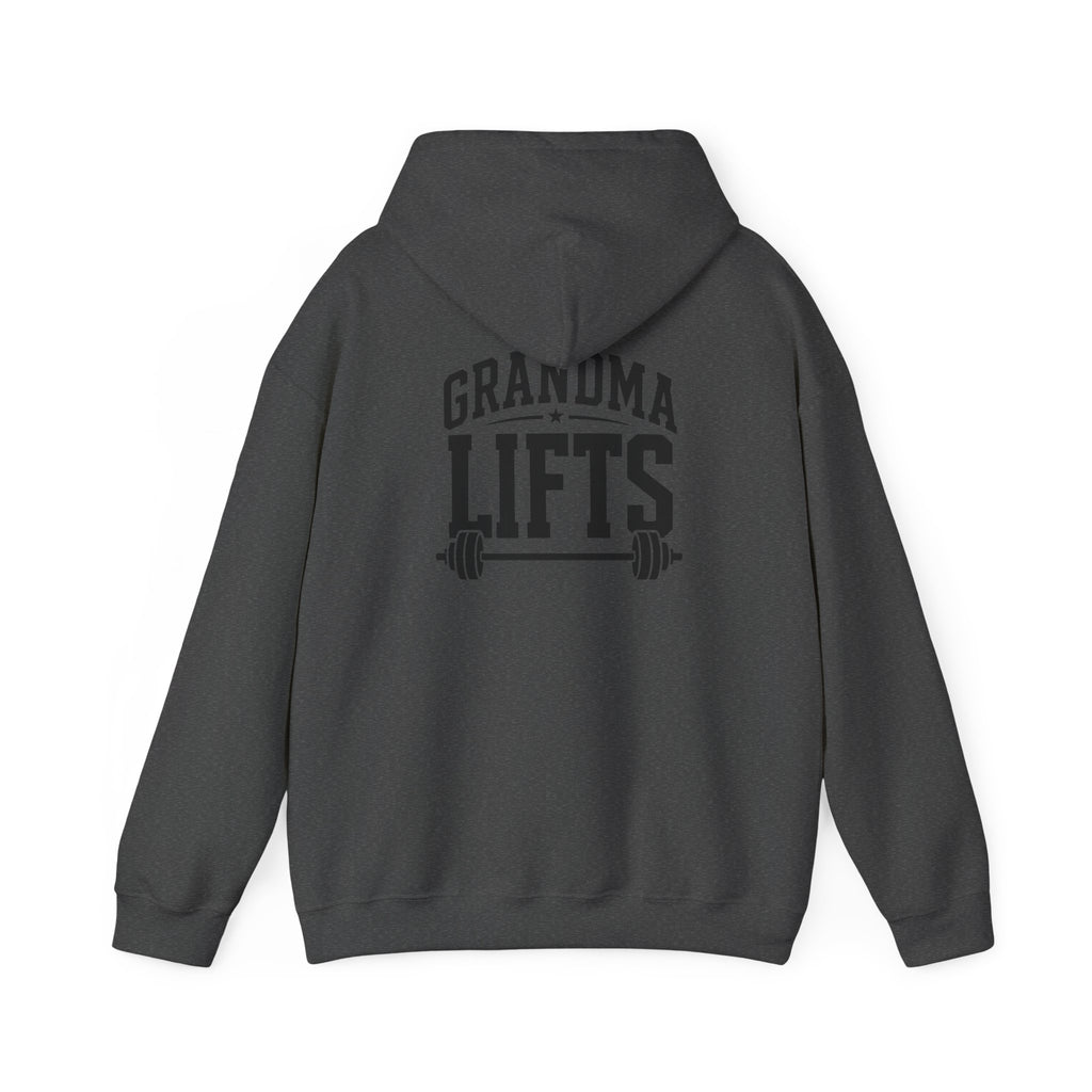 Grandma Lifts - Unisex Heavy Blend™ Hooded Sweatshirt - White Logo Front & Back