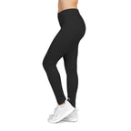 Black Women's Casual Leggings - Black and White Distressed Logo - Right Hip