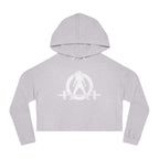 Women’s Cropped Hooded Sweatshirt - White Distressed Logo