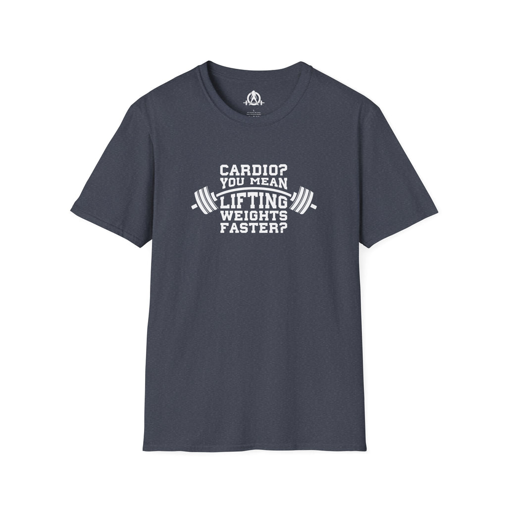 Cardio? Lift Weights Faster - Unisex Softstyle T-Shirt - Front Logo