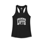 Grandma Lifts - Women's Ideal Racerback Tank - Black Logo Front Plain Back