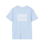 Iron Sharpens Iron - Unisex Softstyle T-Shirt - White Logo Front & Back