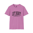 Lift Heavy Shit  - Unisex Softstyle T-Shirt - Black Print on Front Plain Back