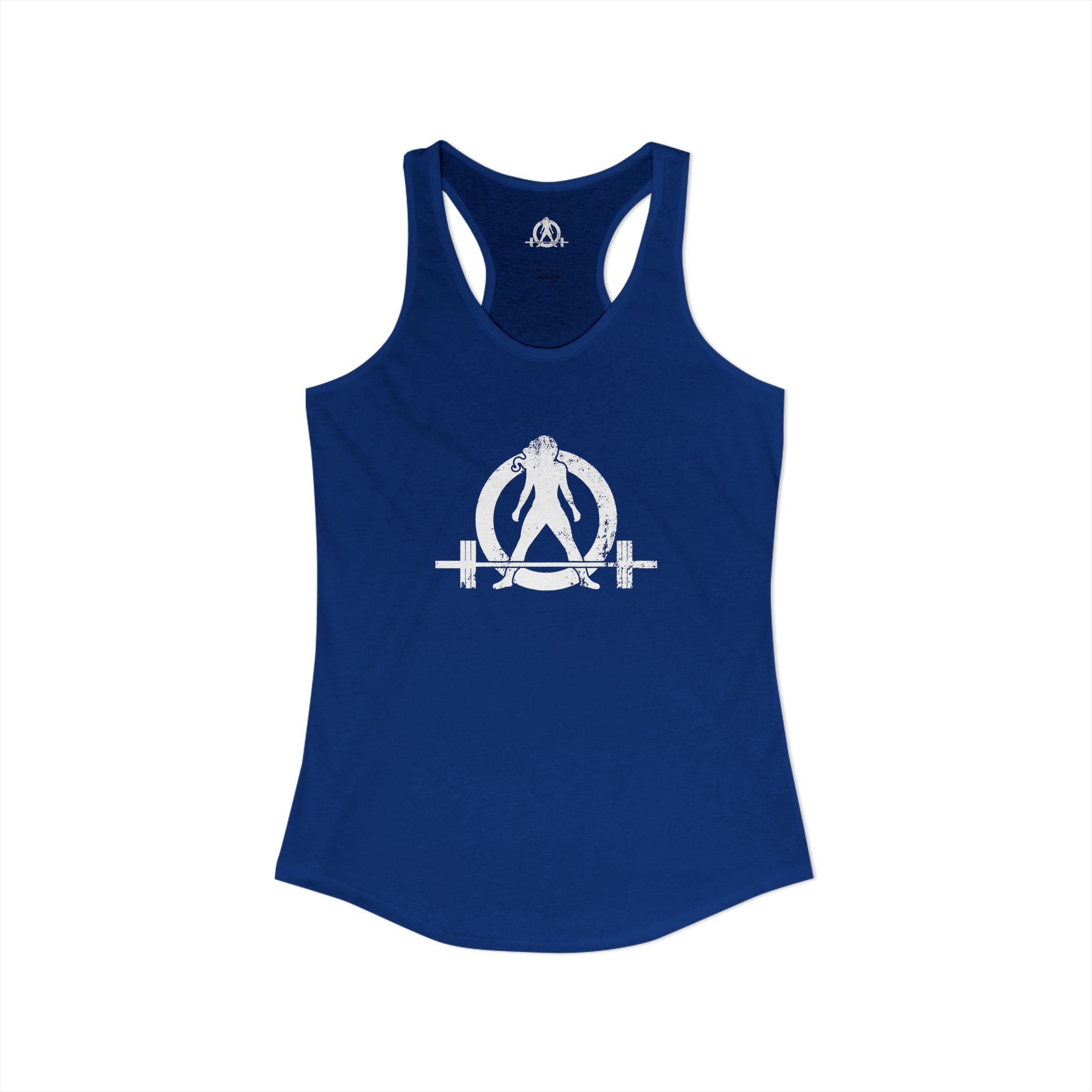 I Could Deadlift You - Women's Ideal Racerback Tank - White Logo - Front & Back Print