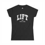 Lift Like A Girl - Women's Softstyle Tee - White Logo Main Front & Back