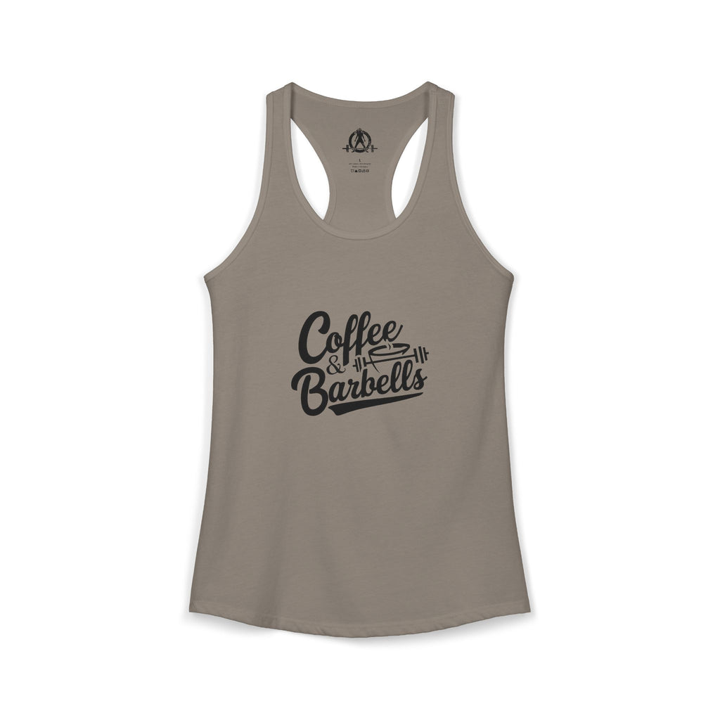 Coffee & Barbells - Women's Ideal Racerback Tank - Black Logo Plain Back