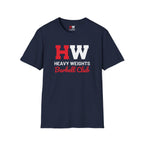 Heavy Weights Barbell Club  - Unisex Softstyle T-Shirt - Black Logo - Plain Back