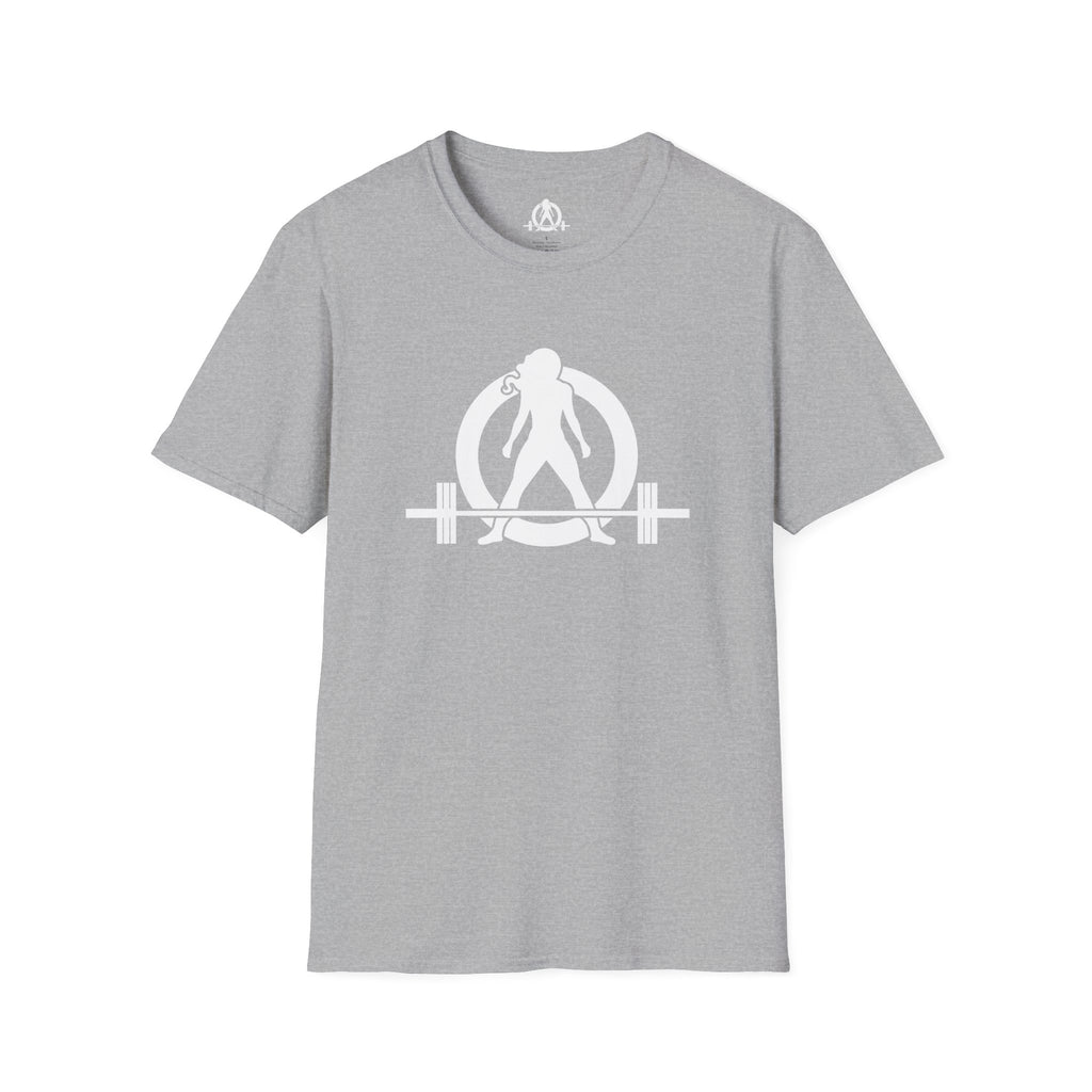 Grandma Lifts -  Unisex Softstyle T-Shirt — White Logo Front & Back