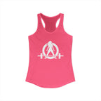 Lift Heavy - Run Fast - Racer Back Tank Top - Women's Ideal Racerback Tank (White Front & Back Logo)