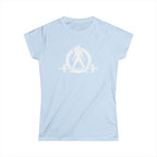 Lift Heavy Shit - Women's Softstyle Tee - White Distressed Logo + Print On Back