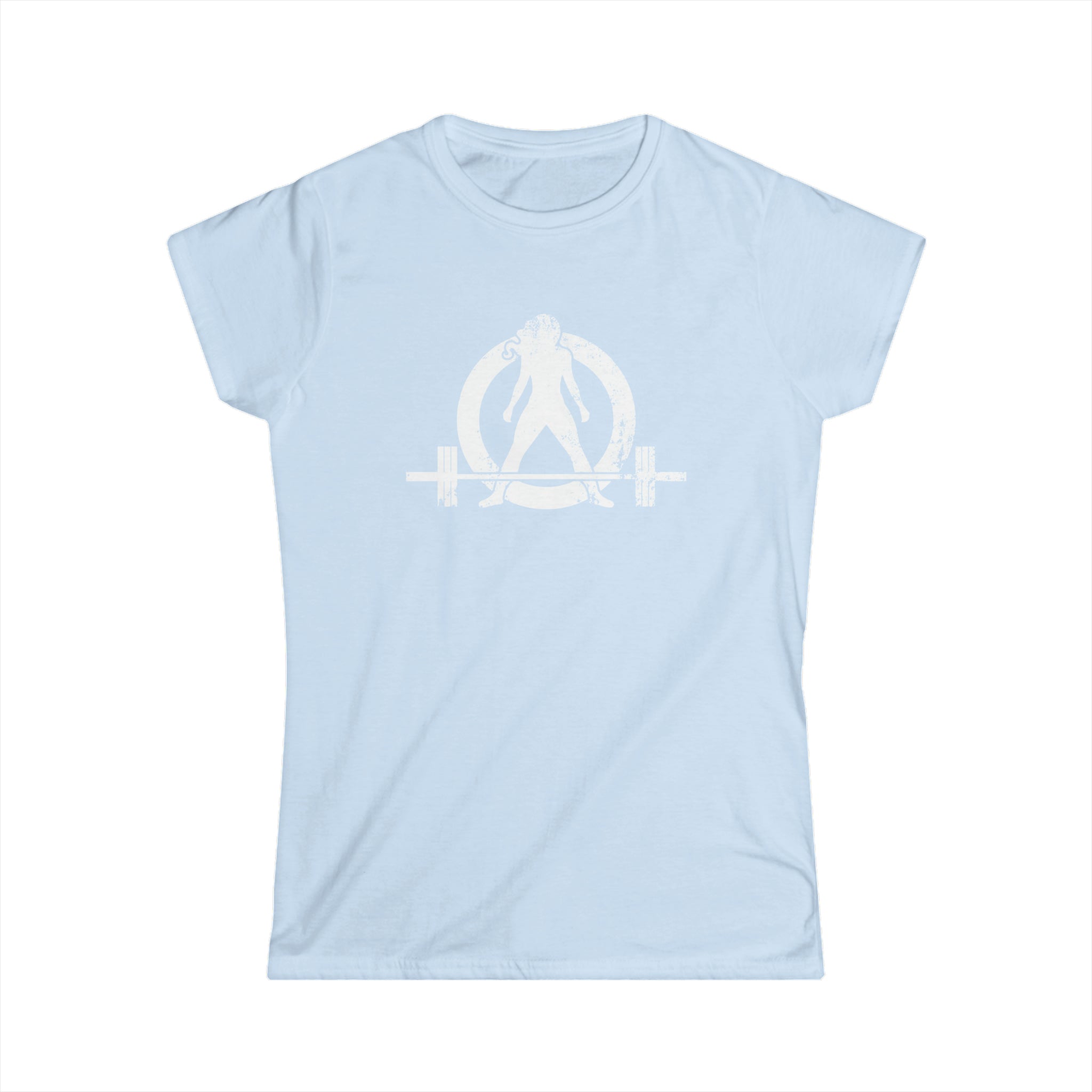 Lift Heavy Shit - Women's Softstyle Tee - White Distressed Logo + Print On Back