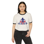 UK Collection - Unisex Cotton Ringer T-Shirt - Front Logo Front Plain Back