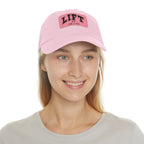 Lift Like A Girl - Dad Hat with Leather Patch (Rectangle) - Black Font