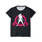 Women's Sports Jersey (AOP) - Black - Color Inverted Distressed Logo