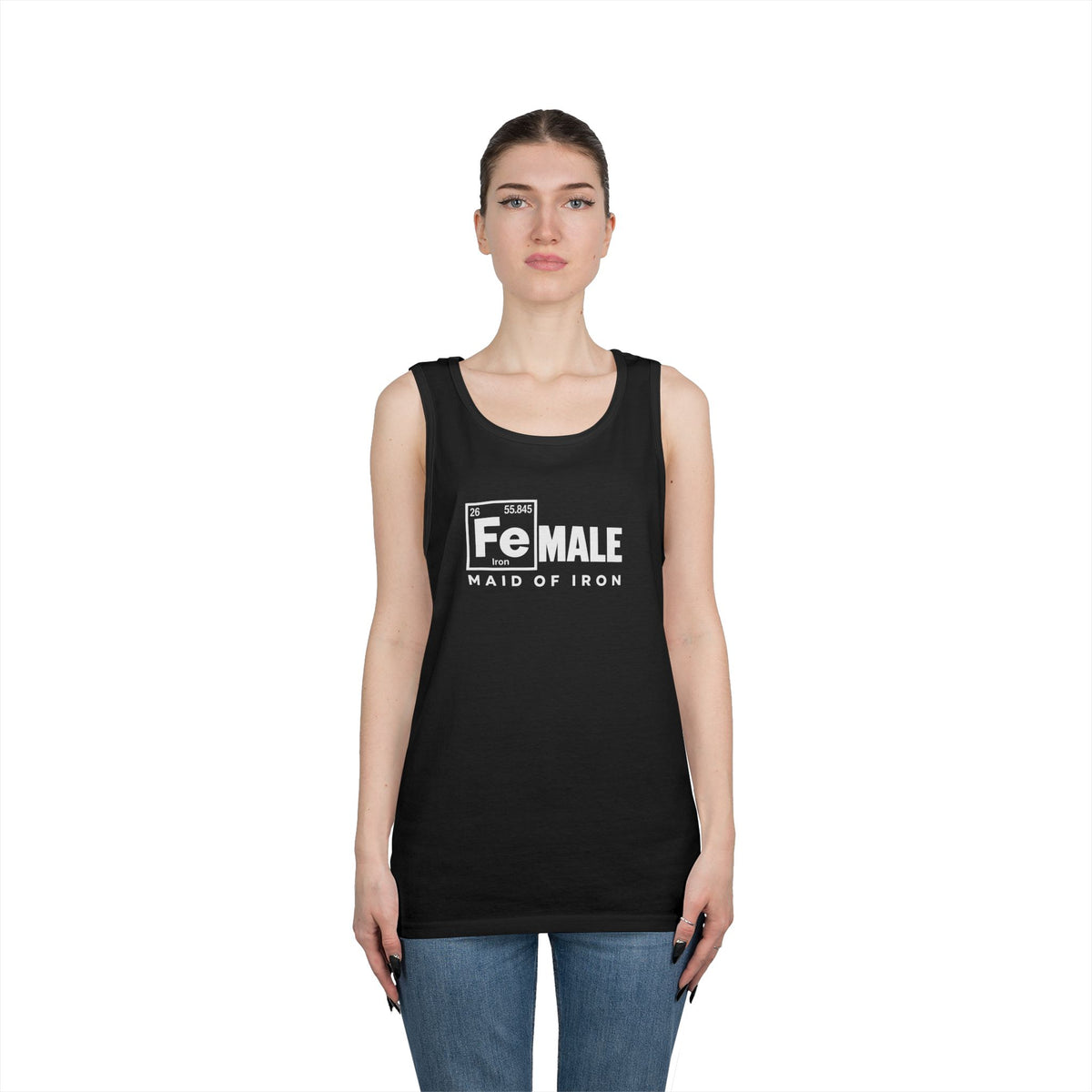 Maid of Iron - Black Tank Top - Front Print + Plain Back
