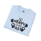 Lift Heavy Swing Fast - Unisex Softstyle T-Shirt - Front Logo Plain Back