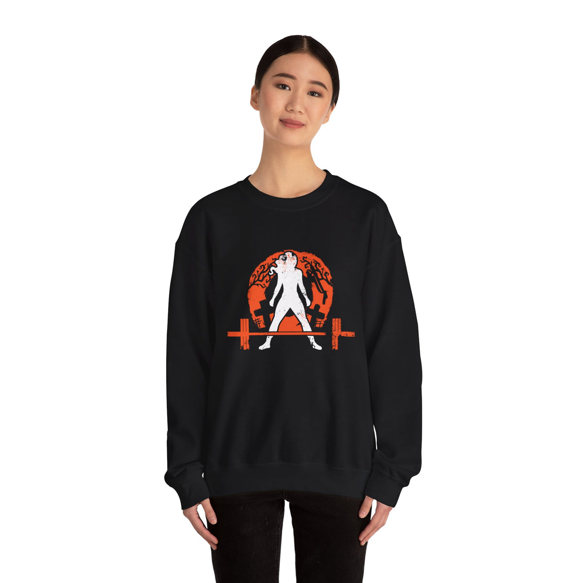 Halloween Graveyard - Unisex Heavy Blend™ Crewneck Sweatshirt - White Logo on Front