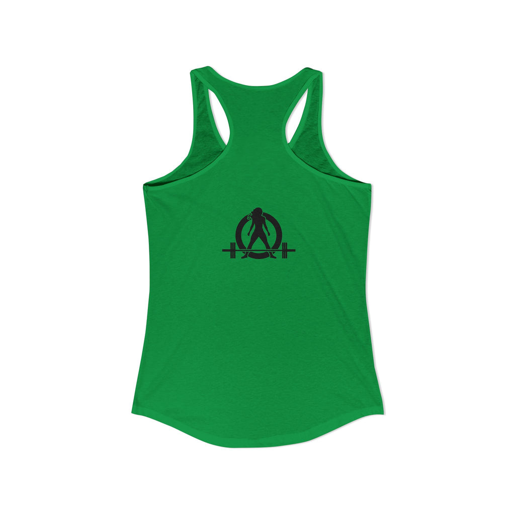 ALL I NEED IS Coffee and a Barbell - Women's Ideal Racerback Tank - Dark Logo - Front & Back
