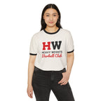 HW Barbell Club - Unisex Cotton Ringer T-Shirt - Black Classic Logo Front Plain Back