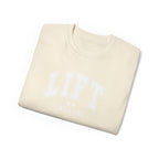 Lift Like A Girl - Unisex Ultra Cotton Tee - Front White Logo - Plain Back