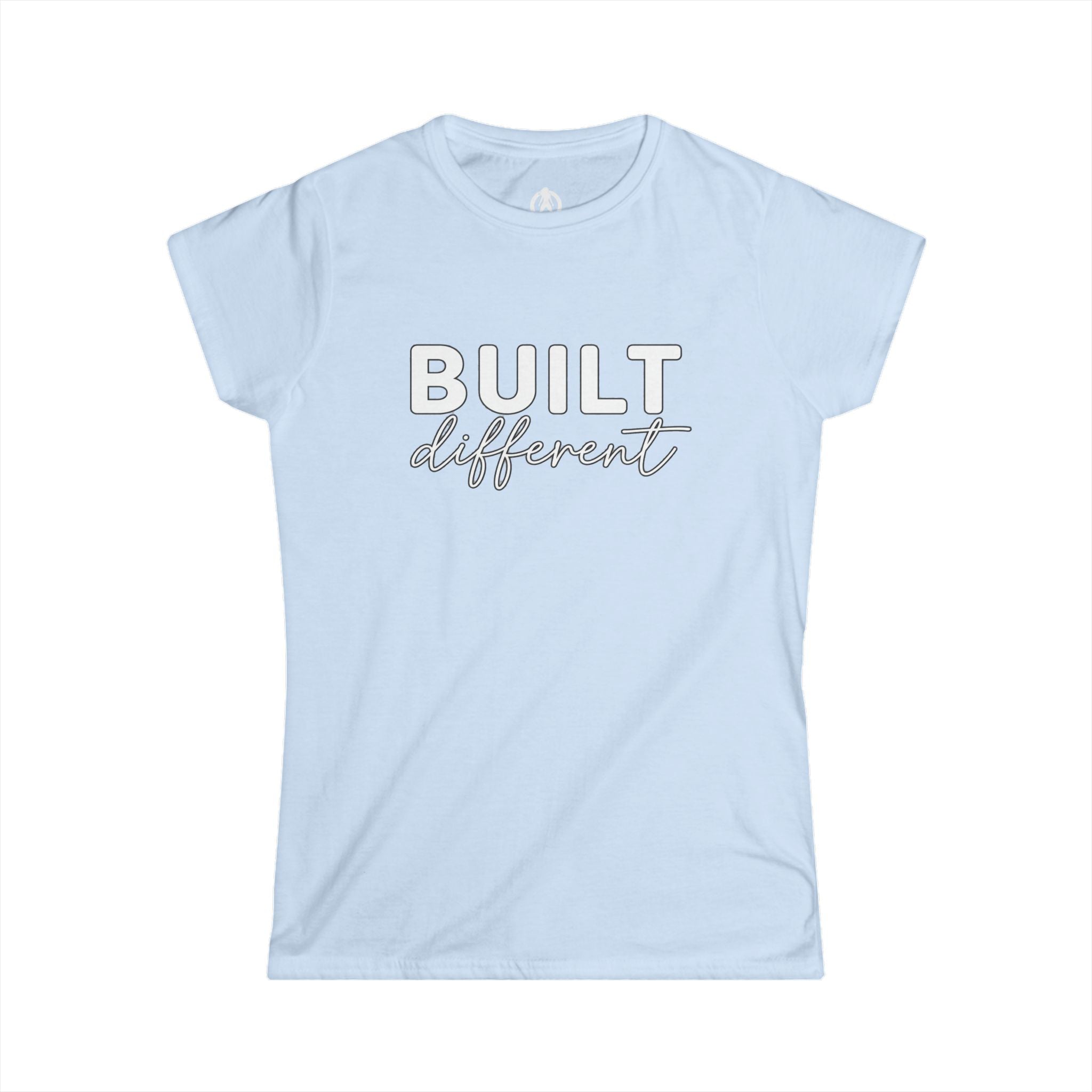 Built Different - Women's Softstyle Tee - White Logo Plain Back
