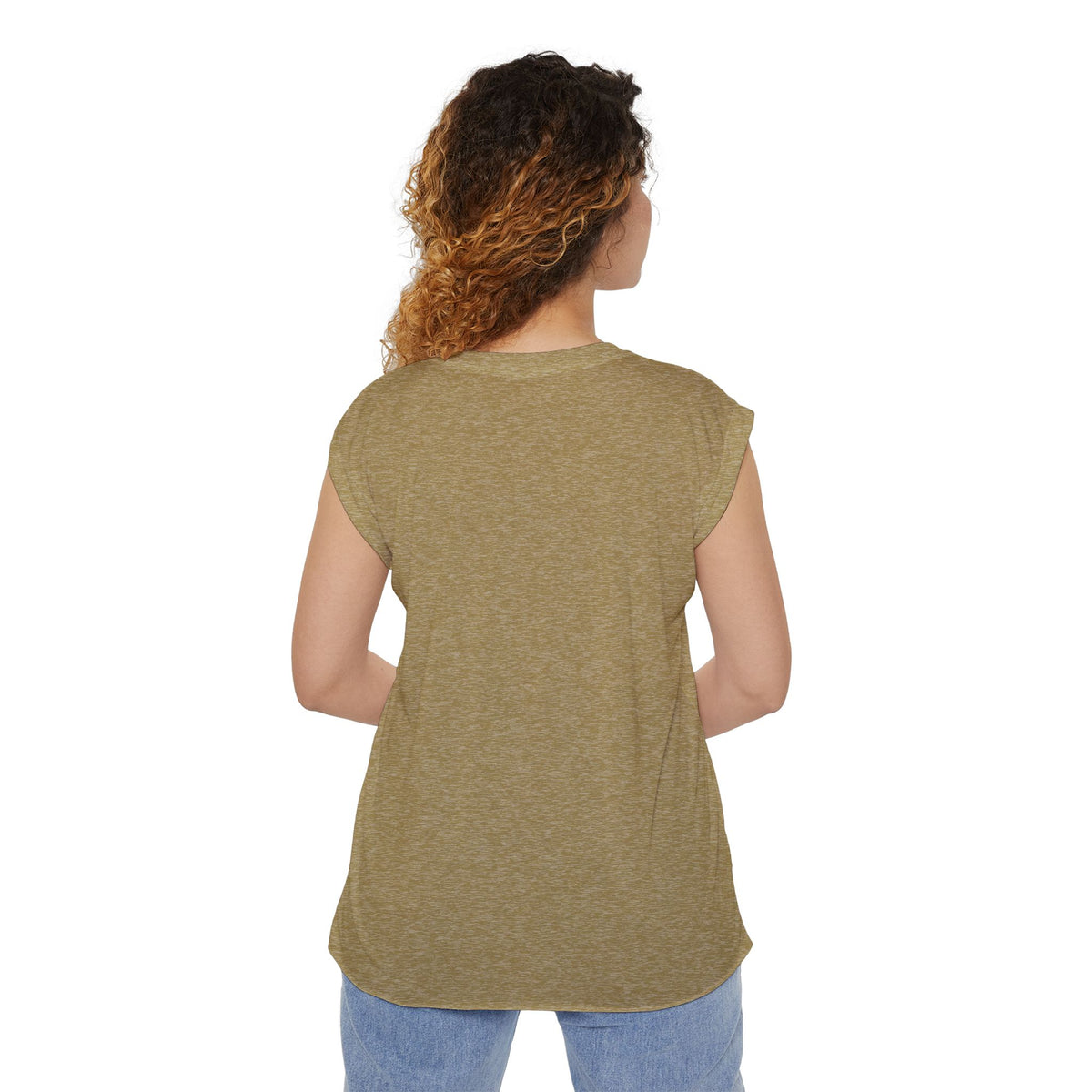 Bench. Press. Women’s Muscle Tee — Flowy Rolled Cuff Gym Top