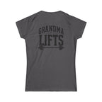 Grandma Lifts - Women's Softstyle Tee - White Logo Front & Back