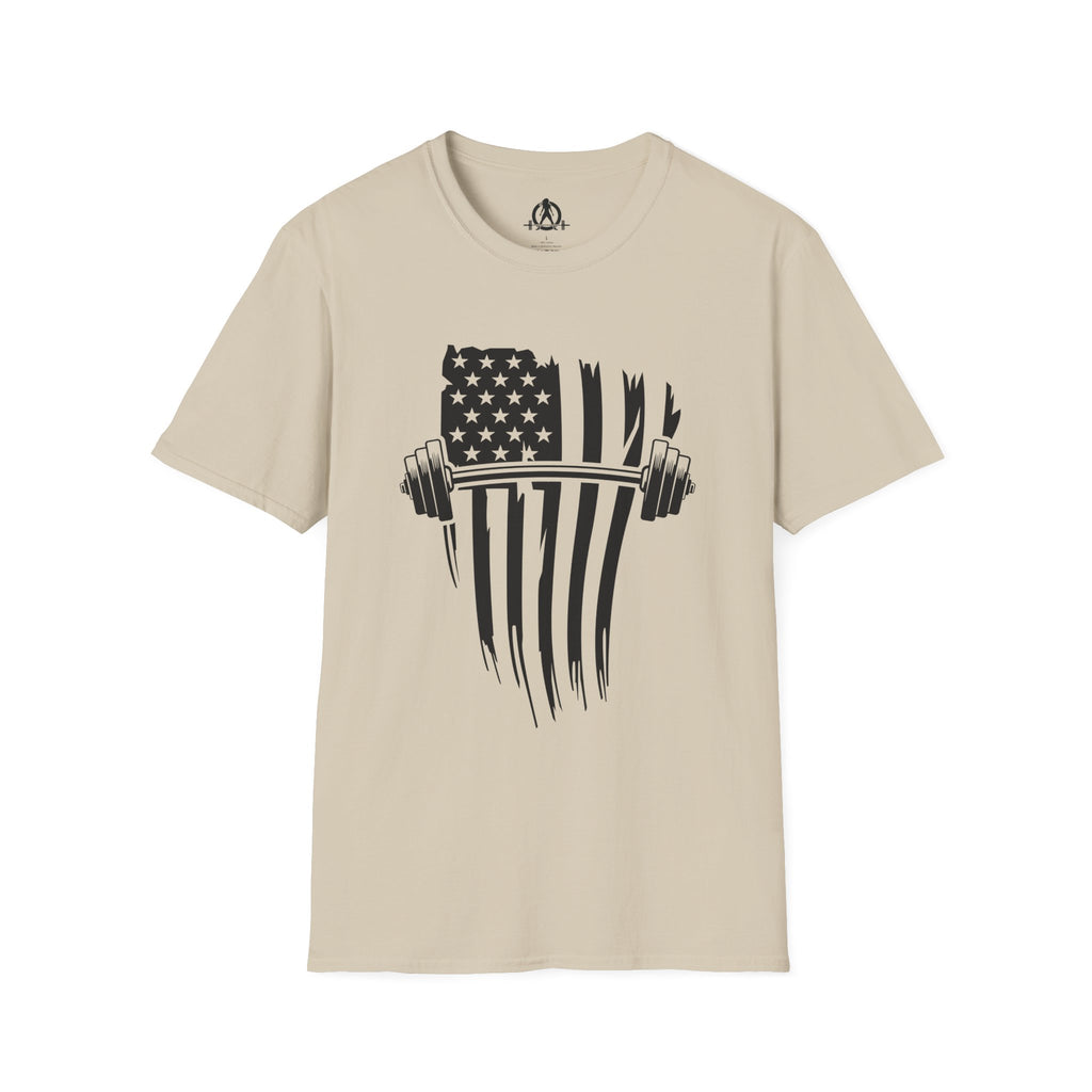 USA Barbell  - Unisex Softstyle T-Shirt - Black Logo - Plain Back