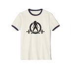 Strong is Beautiful - Unisex Cotton Ringer T-Shirt - Distressed Black Logo Front & Back